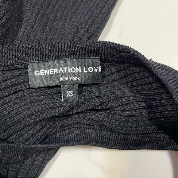 Generation Love Black Stretch Rib Knit V Neck Dress Xs - Picture 5 of 6